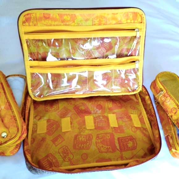 Samantha Brown Tweed Travel Case Toiletry Makeup Accessories Bag Valise 14"x10" - Picture 10 of 16